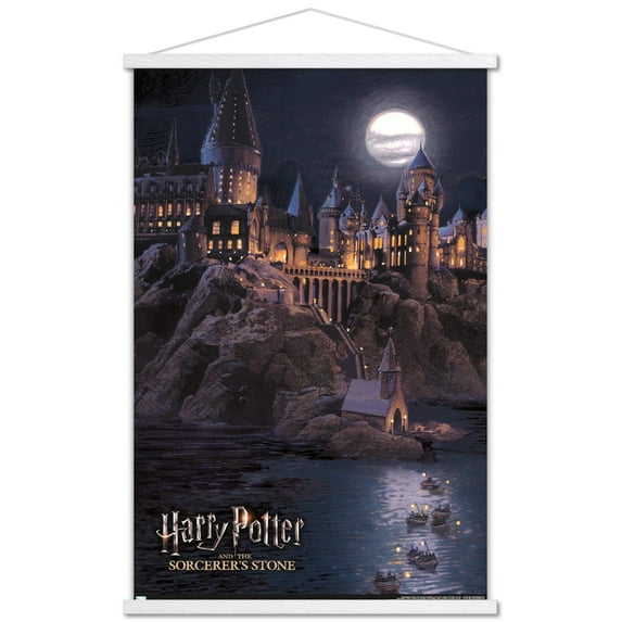 Harry Potter And The Sorcerer'S Stone - Hogwarts At Night Wall Poster with Magnetic Frame, 22.375" x 34"