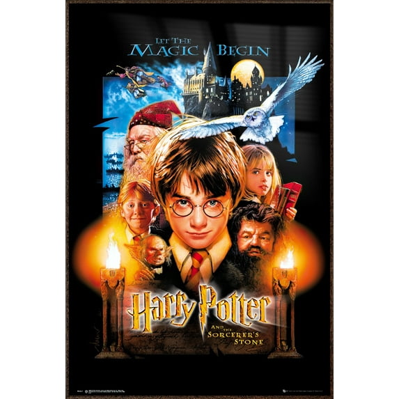 Harry Potter And The Sorcerer's Stone - Framed Movie Poster (Us Regular Style) (Size: 25" X 37") (Antique Copper / Gold Aluminum Frame)