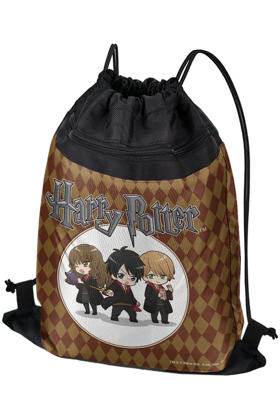 Harry Potter Anime Characters Drawstring Backpack Sports Bag Sackpack 17" x 13", Perfect for Gym, Yoga or Practice