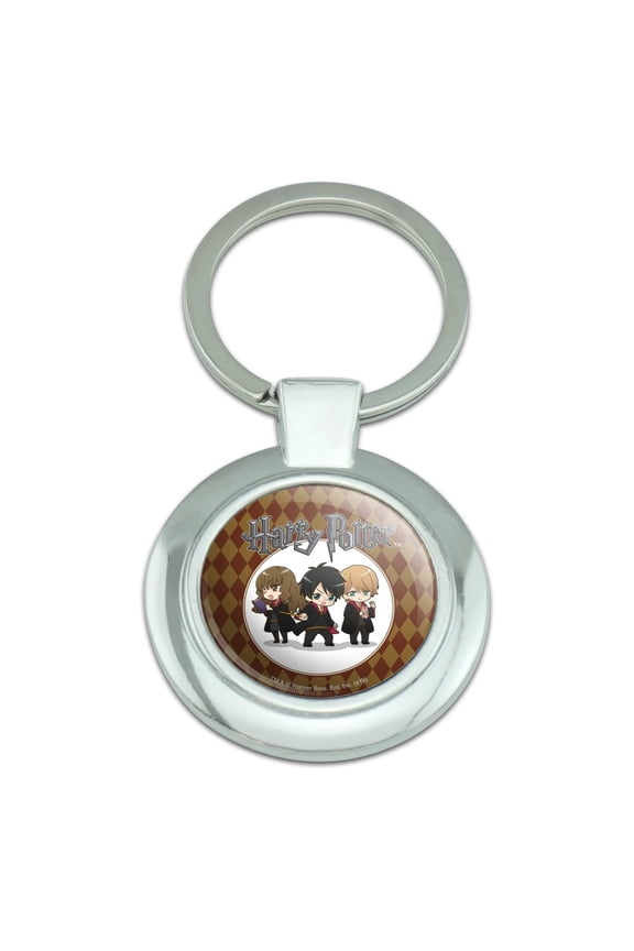 Harry Potter Anime Characters Keychain Classy Round Chrome Plated Metal