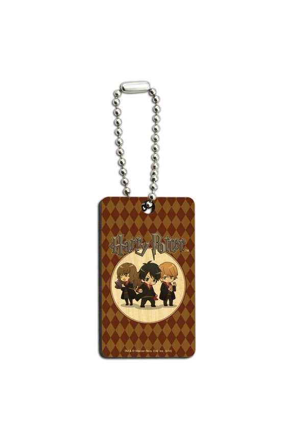 Harry Potter Anime Characters Wood Wooden Rectangle Keychain Key Ring