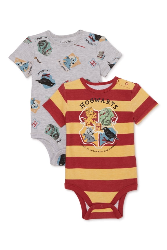 Harry Potter Baby Bodysuits with Short Sleeves, 2-Pack, Sizes 0/3M-24M