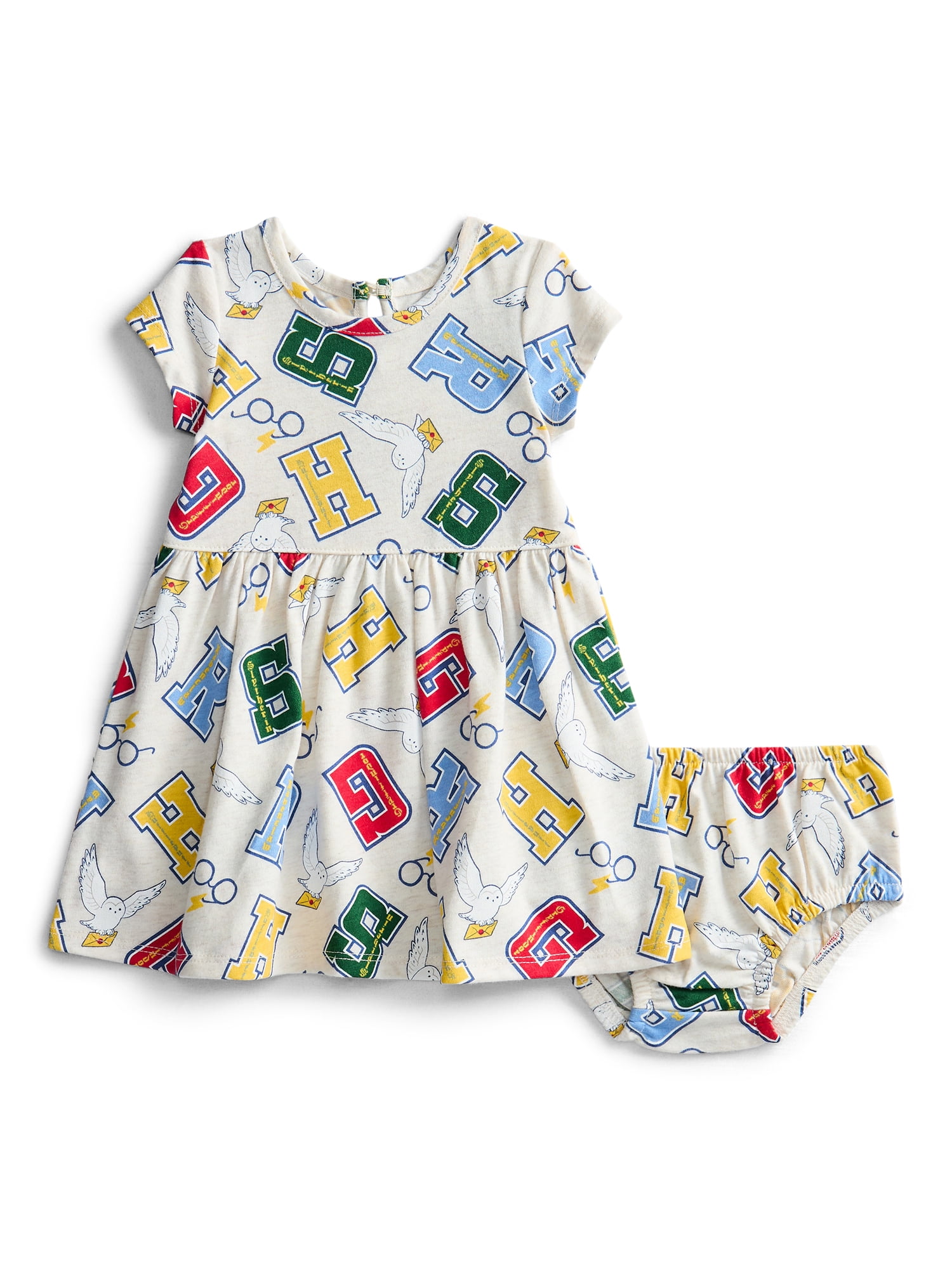Harry Potter Baby Girl Print Dress and Matching Diaper Cover Set, 2-Piece Sizes 0/3M-6/9M
