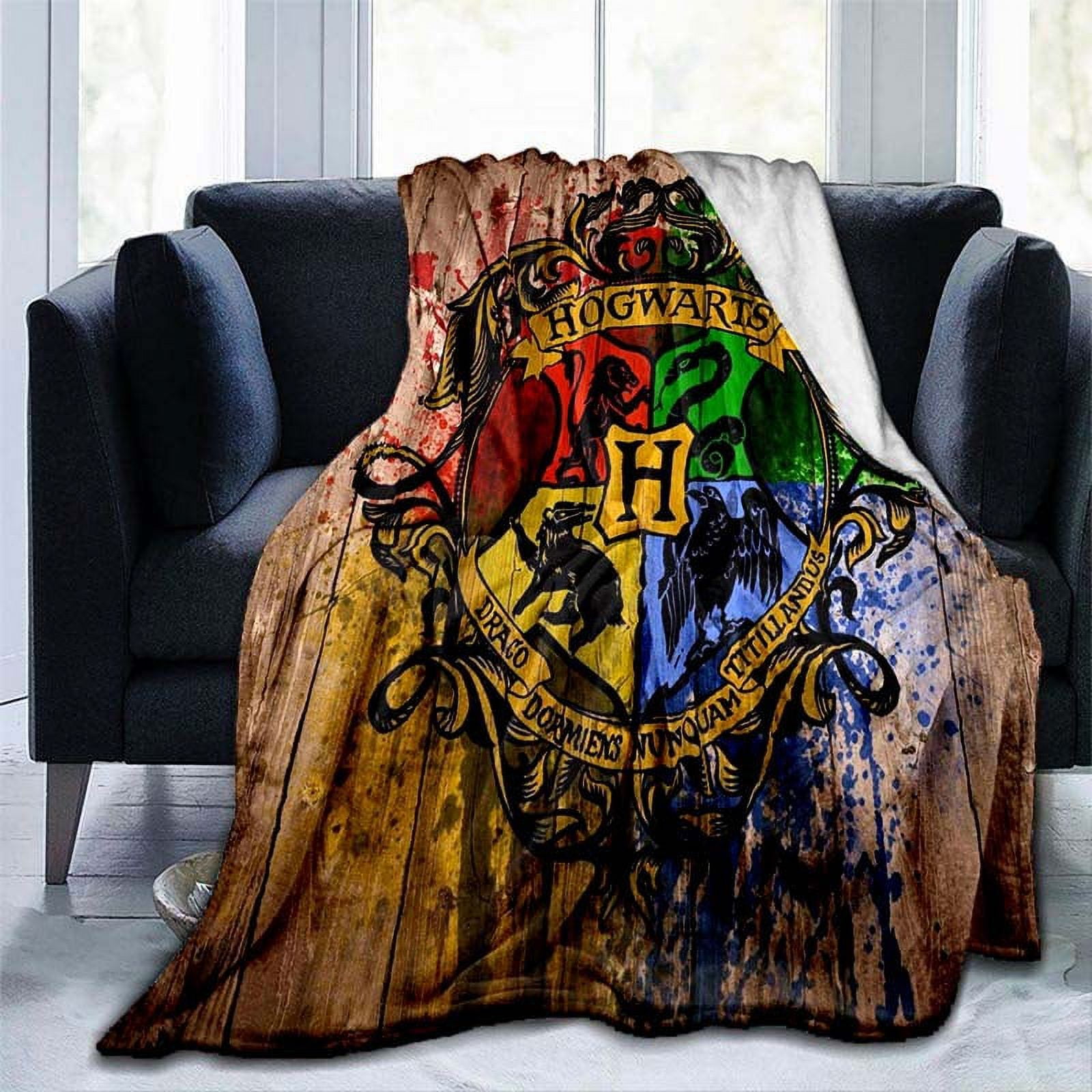 Harry Potter Bedding Gryffindor Print Hogwarts Blanket, Vintage Flannel