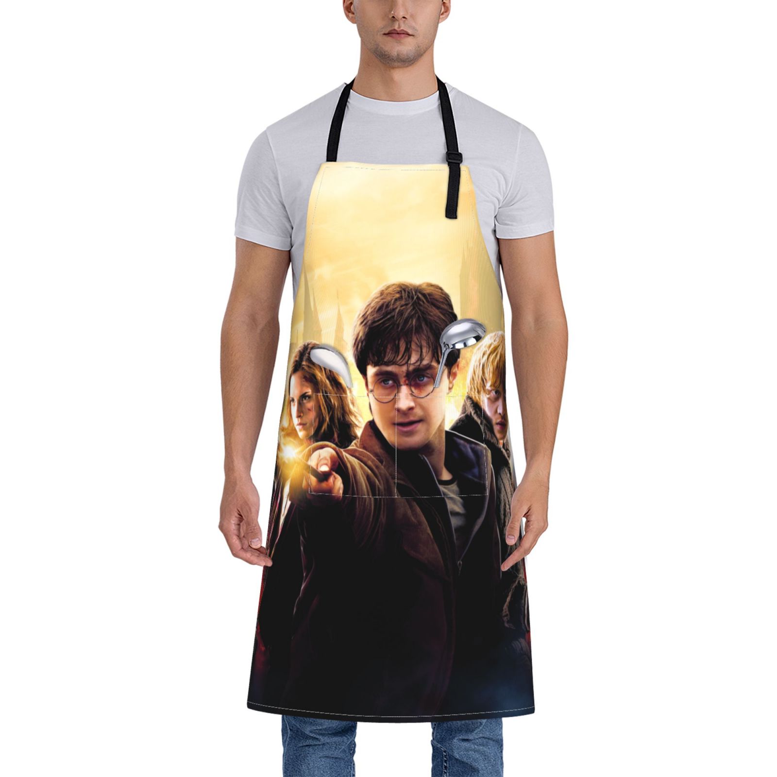 Harry Potter Bib Apron Waterdrop Resistant Adjustable For Men, Chef