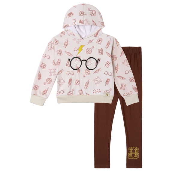 Harry Potter Big Girls' Fleece Hoodie and Leggings Set Harry Potter Pink Red