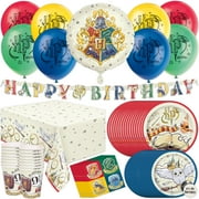 Harry Potter Birthday Decorations | 16 Guests | Party Tablecloth, Banner, Balloons, Plates, Cups, Napkins, Button