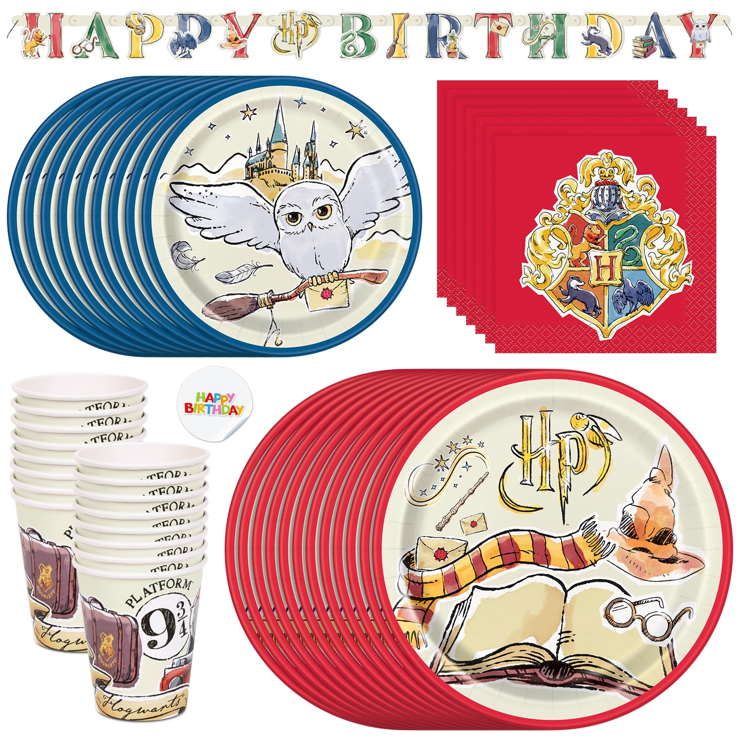 Harry Vaisselle Anniversaire,Wizard Party Tableware Set,Potter Vaisselle De  Fête,Assiettes,Serviettes,Nappe,Magical Thè[u1845]