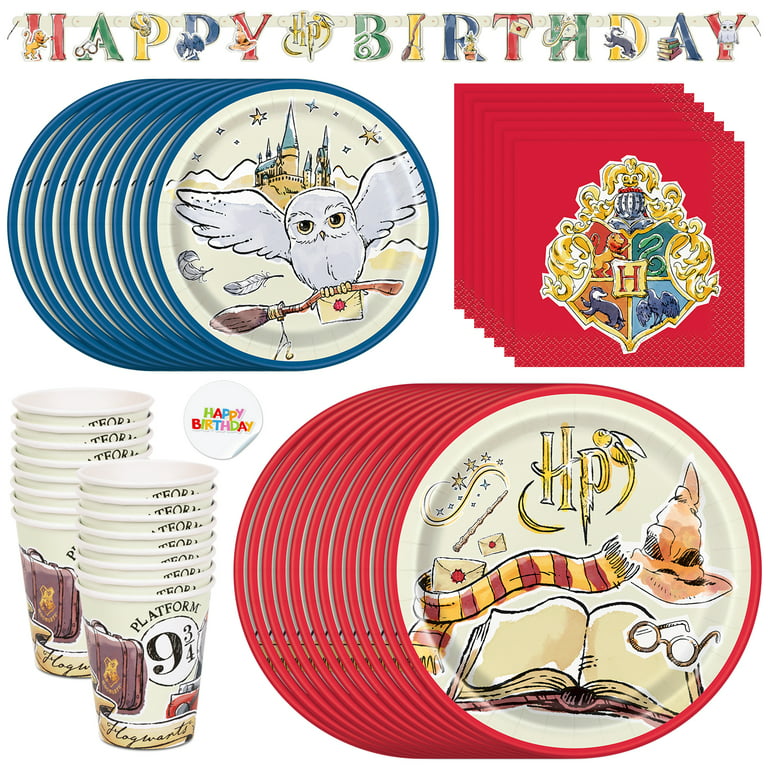 Harry Potter Birthday Decorations, & Party Supplies, Plates, Cups, Napkins,  Birthday Banner Gift. Hogwarts Themed, Tableware, Wizard Decor, For 16