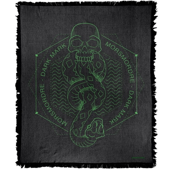 Harry Potter Blanket, 50"x60" Death Eater Mark Woven Tapestry Cotton Blend Fringed Throw Blanket