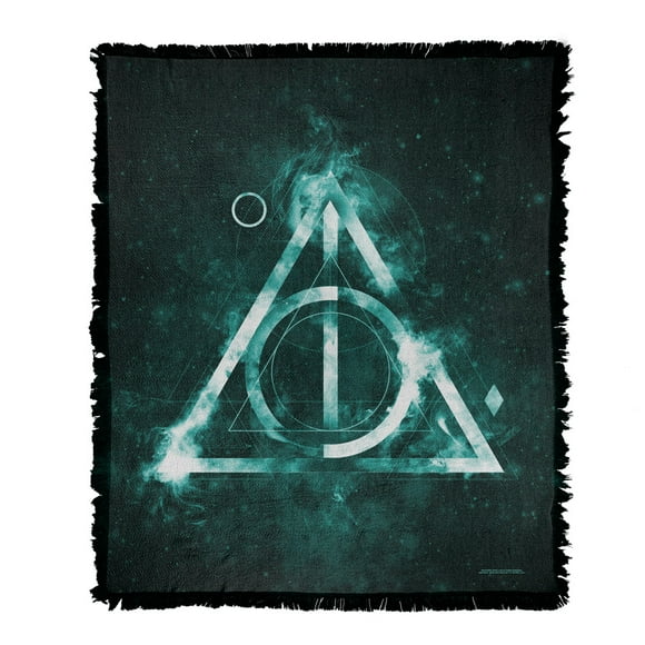 Harry Potter Blanket, 50'x60' Deathly Hallows Woven Tapestry Cotton Blend Fringed Throw Blanket