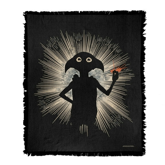 Harry Potter Blanket, 50'x60' Dobby Snapping Fingers Woven Tapestry Cotton Blend Fringed Throw Blanket