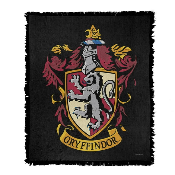 Harry Potter Blanket, 50'x60' Gryffindor Crest Woven Tapestry Cotton Blend Fringed Throw