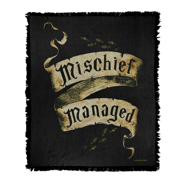 Harry Potter Blanket, 50'x60' Mischief Managed Woven Tapestry Cotton Blend Fringed Throw Blanket
