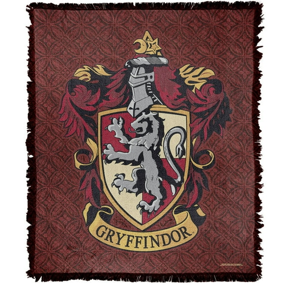 Harry Potter Blanket, 50"x60" Original Gryffindor Woven Tapestry Cotton Blend Fringed Throw Blanket