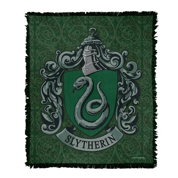 Harry Potter Blanket, 50'x60' Original Slytherin Woven Tapestry Cotton Blend Fringed Throw Blanket