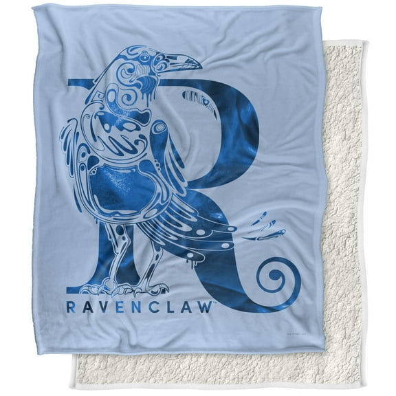 Harry Potter Blanket, 50"x60", Ravenclaw R Logo Silky Touch Sherpa Back Super Soft Throw Blanket