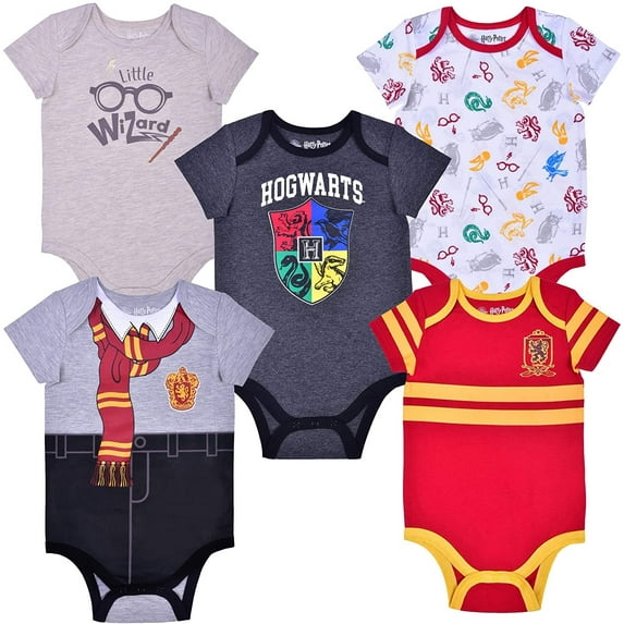 Harry Potter Boys 5 Pack Mix of Character and Roleplay Onesies, Infant