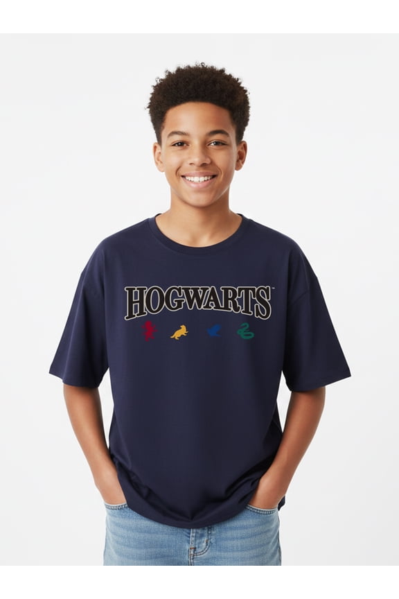 , Boys' & Big Boys' Graphic Short Sleeve Tee, Hogwarts Mascots, Sizes 4-18