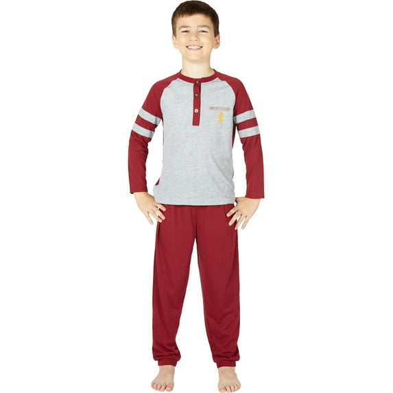 Harry Potter Boys Gryffindor House 2 PC Athletic Varsity Long Sleeve Sleep Shirt Jogger Pajama Pant Set