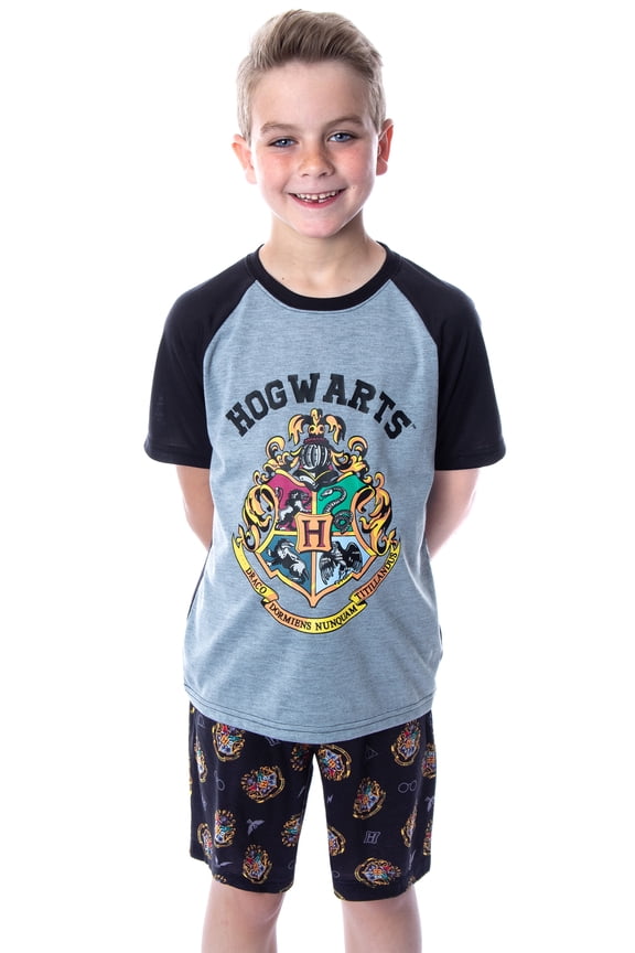 Harry Potter Boys' Hogwarts Castle Raglan Shirt and Shorts 2 PC Pajama Set