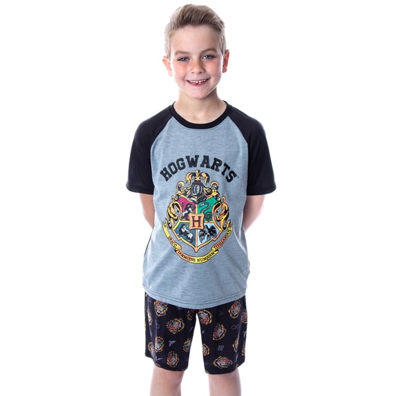 Harry Potter Boys' Hogwarts Castle Raglan Shirt and Shorts 2 PC Pajama Set