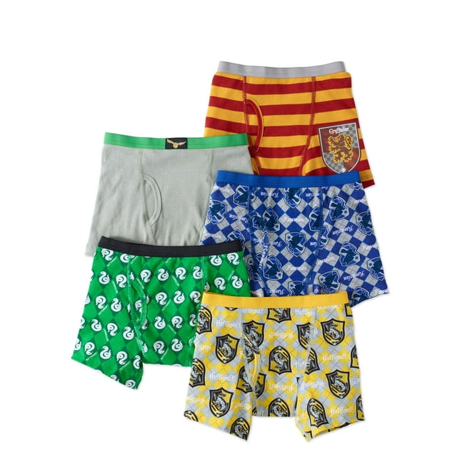 Harry Potter Boys Underwear, 5 Pack Boxer Briefs Sizes 4-8