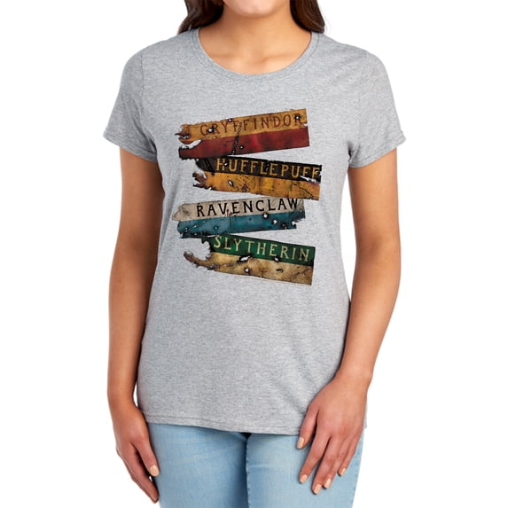Harry Potter Burnt Banners Women's T Shirt, Athletic Heather, 2X-Large