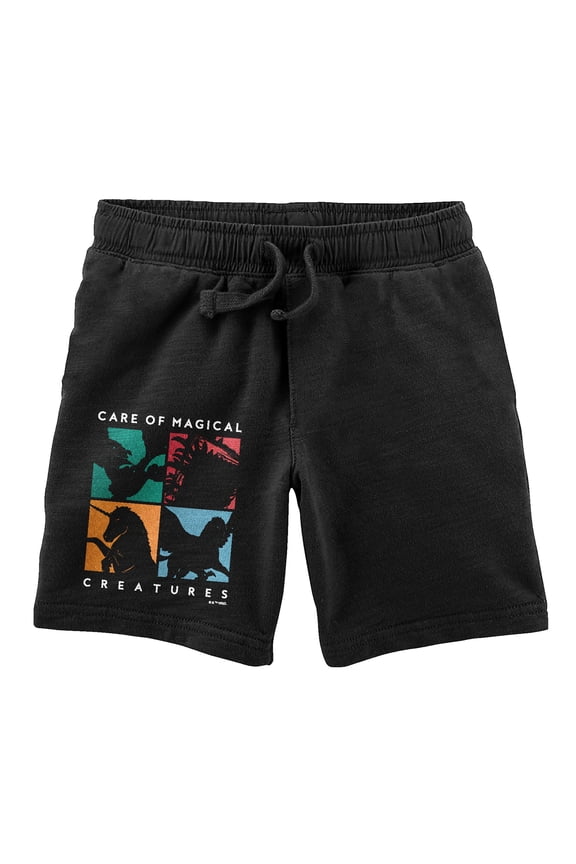 Harry Potter Care Of Magical Creatures Youth Black Lounge Shorts-Medium