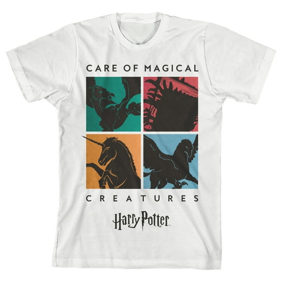 Harry Potter Care of Magical Creatures Boys' White Short-Sleeve T-shirt-X-Large