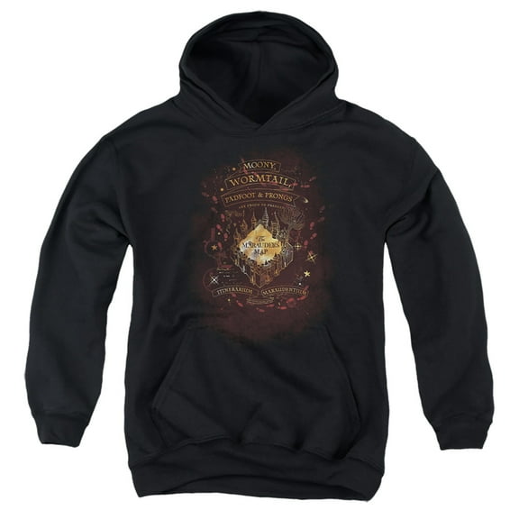 Harry Potter Celestial Marauders Map Kids Pull-Over Hoodie (X-Large) for Youth Boys and Girls, Black