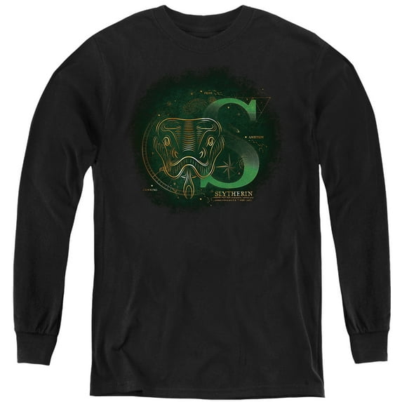 Harry Potter Celestial Nomad Slytherin Kids Long Sleeve T Shirt (Large) for Youth Boys and Girls, Black