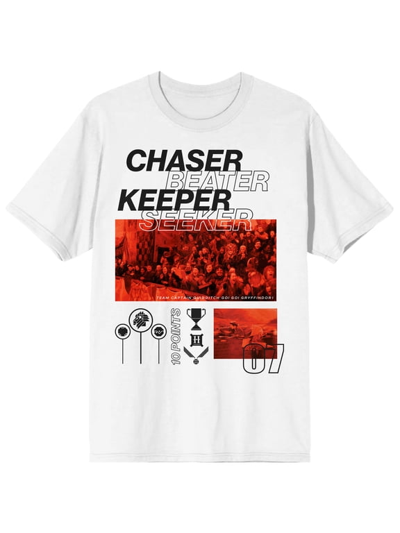 Harry Potter Chaser Beater, Keeper Seeker Quidditch Men's White Graphic Tee - M