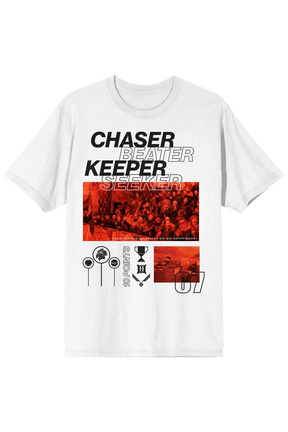 Harry Potter Chaser Beater, Keeper Seeker Quidditch Men's White Graphic Tee - XXL