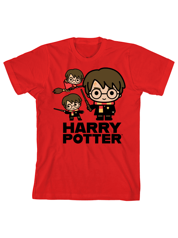 Harry Potter Chibi Characters Group Youth Red Graphic Tee - L