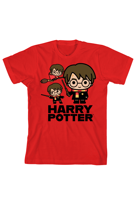 Harry Potter Chibi Characters Group Youth Red Graphic Tee - XS