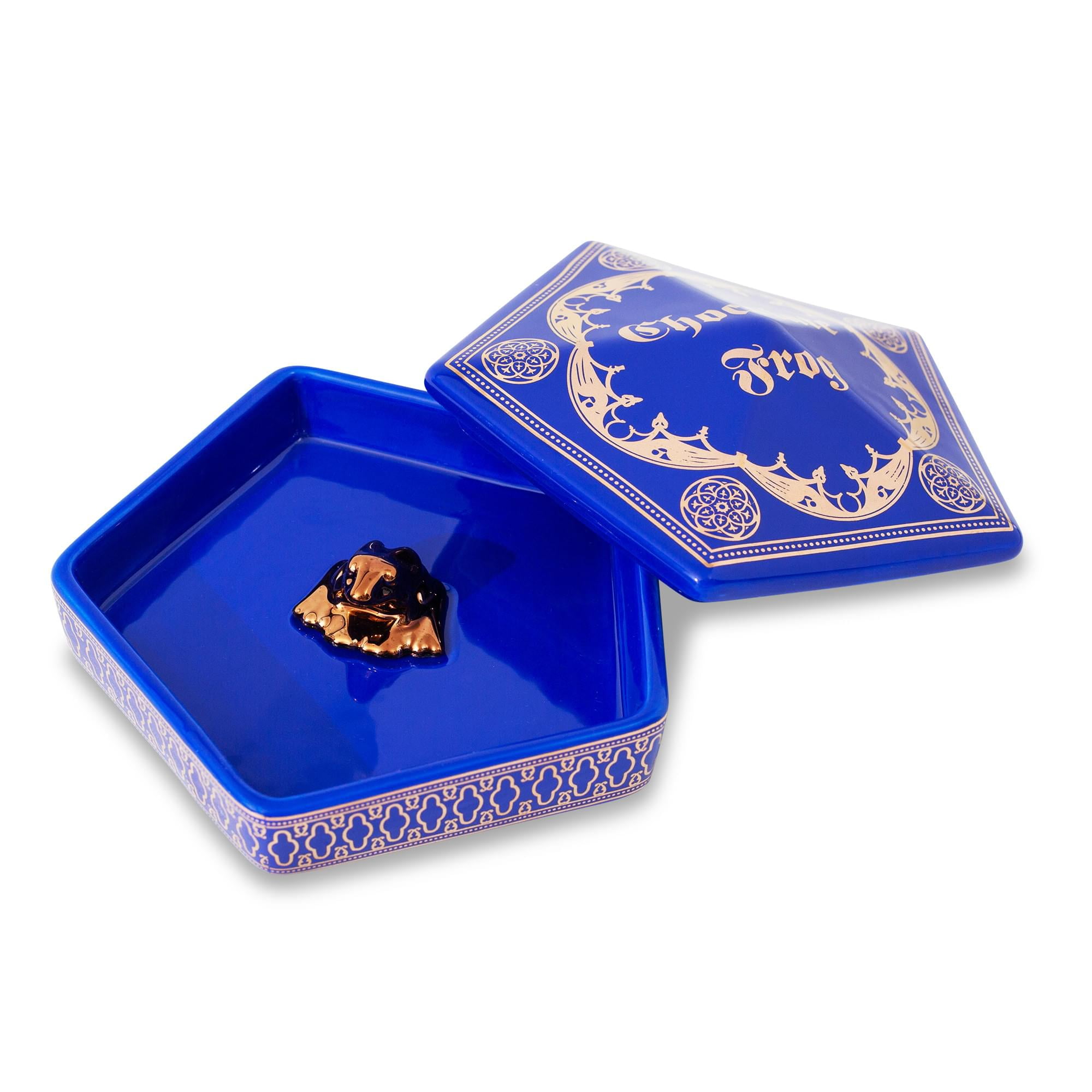 Blue and Gold Ceramic Pentagonal Trinket Tray with Lid