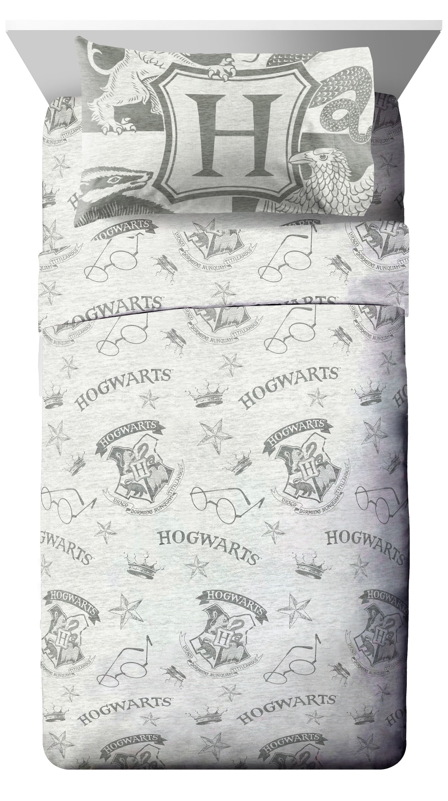 Harry Potter Classic FullSize Kids Bed Sheets, 4 Piece Set, 100