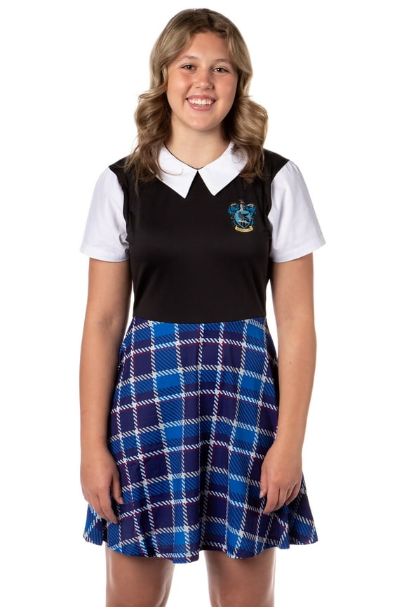 Harry Potter Costume Dress Cosplay Plaid Skirt Dresses For Women Juniors, All 4 Hogwarts Houses Available