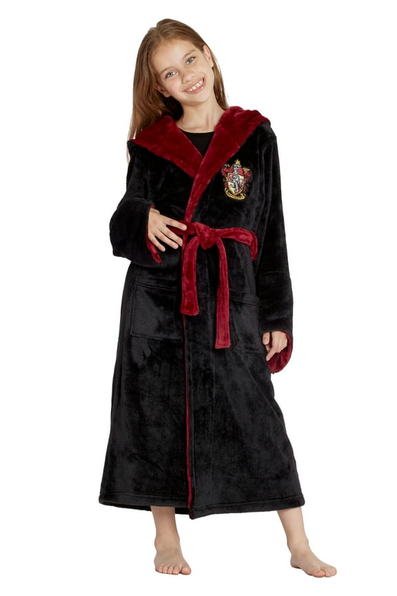 Harry Potter Girls' Hogwarts Houses Fleece Hooded Robe All Houses - Slytherin Hufflepuff Ravenclaw Gryffindor