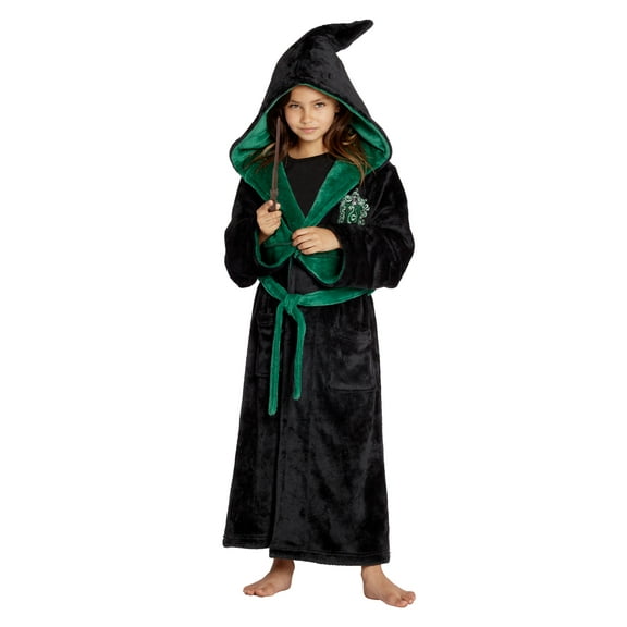 Harry Potter Girls' Hogwarts Houses Fleece Hooded Robe All Houses - Slytherin Hufflepuff Ravenclaw Gryffindor