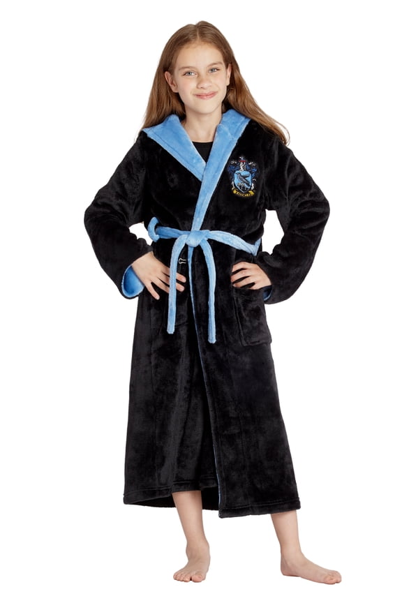 Harry Potter Girls' Hogwarts Houses Fleece Hooded Robe All Houses - Slytherin Hufflepuff Ravenclaw Gryffindor