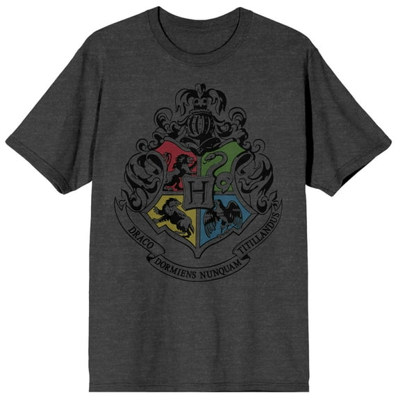 Harry Potter Crest Charcoal T-Shirt-XL