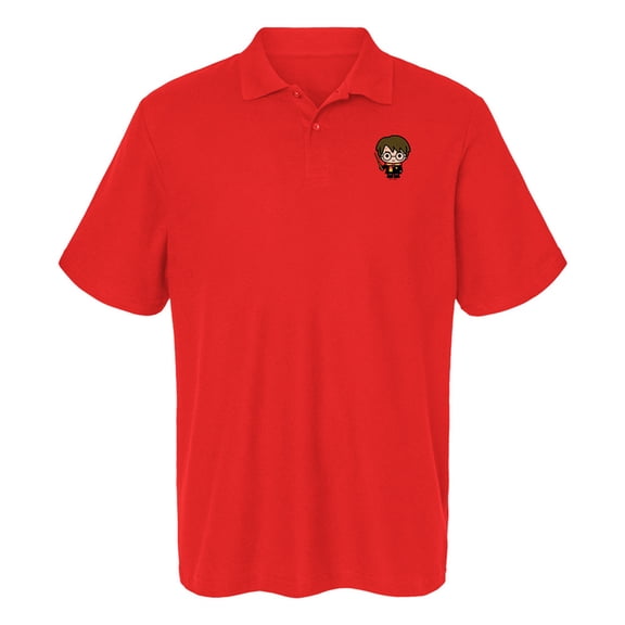 Harry Potter Cute Chibi Character Cotton Polo Shirt, Red, Large