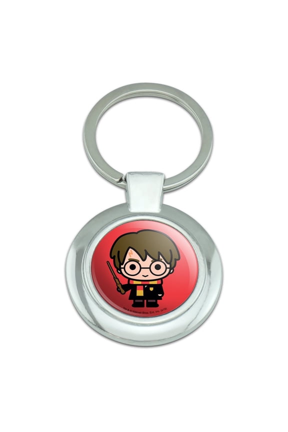 Harry Potter Cute Chibi Character Keychain Classy Round Chrome Plated Metal