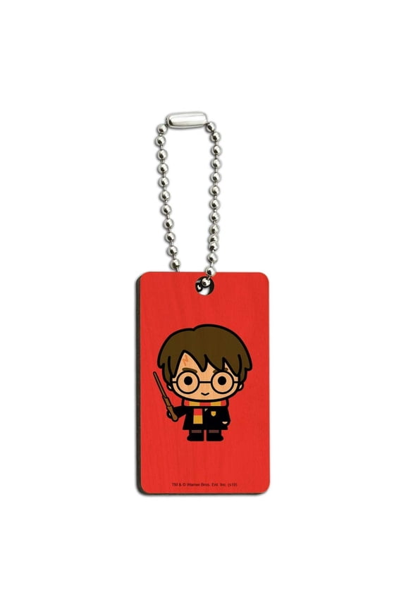 Harry Potter Cute Chibi Character Wood Wooden Rectangle Keychain Key Ring