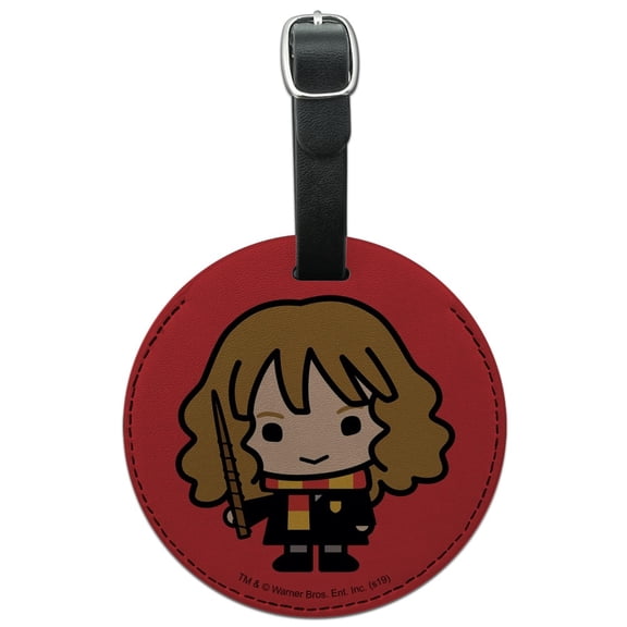 Harry Potter Cute Chibi Hermione Character Round Leather Luggage Card Suitcase Carry-On ID Tag