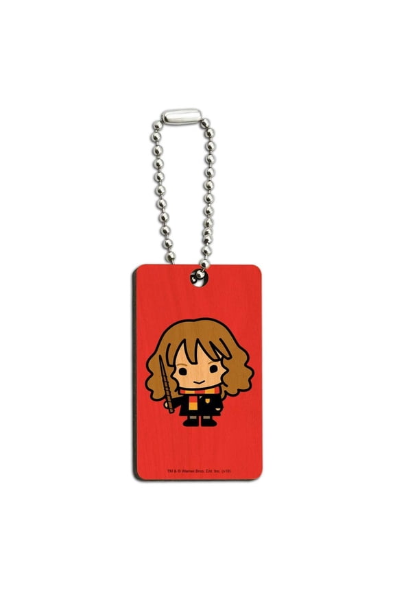 Harry Potter Cute Chibi Hermione Character Wood Wooden Rectangle Keychain Key Ring