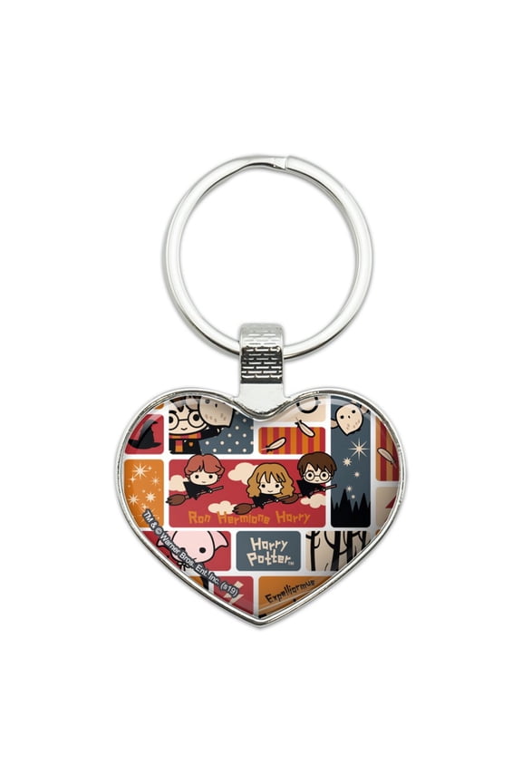 Harry Potter Cute Chibi Pattern Keychain Heart Love Metal Key Chain Ring