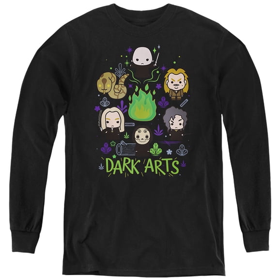 Harry Potter Dark Arts Chibis Kids Long Sleeve T Shirt (Large) for Youth Boys and Girls, Black